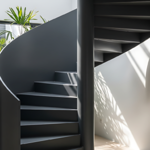 Tangga melingkar finishing epoxy di Medan by Jaya Intero Workshop Las