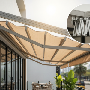 Kanopi Retractable Kain Lipat di Medan Harganya Berapa? Cek Paket Borongan Lengkap dari Jaya Intero Workshop Las!