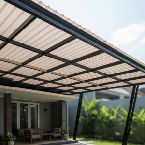 Kanopi Atap SolarTuff di Medan Harganya Berapa? Cek Paket Borongan Lengkap dari Jaya Intero Workshop Las!
